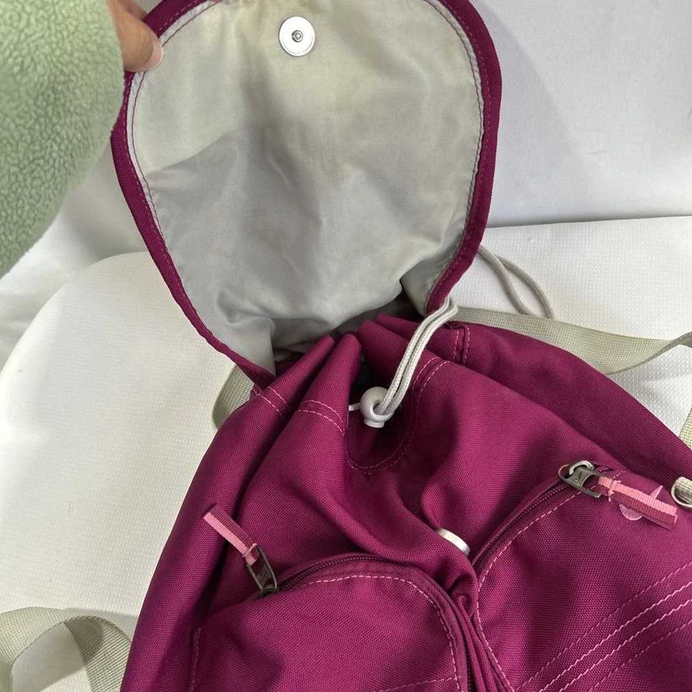 Vintage 90's Nike Small Backpack Fabric Drawstring Swoosh Logo Pink Purple
